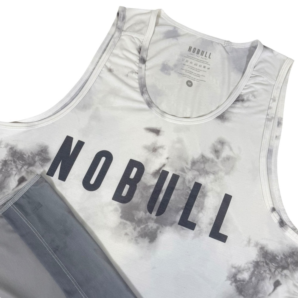 NOBULL Mens Grey Tie Dye Logo Graphic Training Tank Top Size Medium Muscle Tee